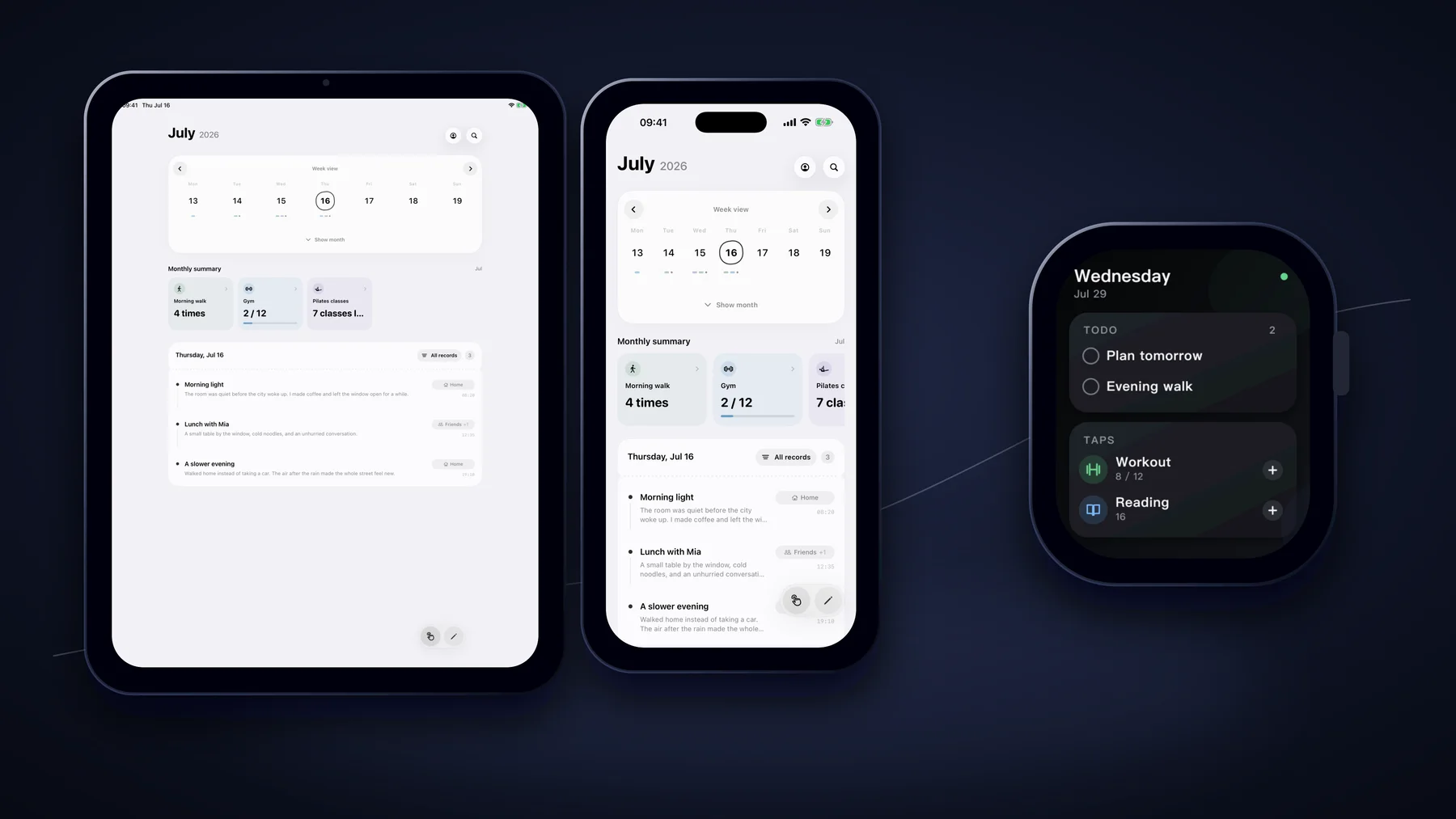 Folde calendar, habits, todos, and moments across iPhone, iPad, and Apple Watch